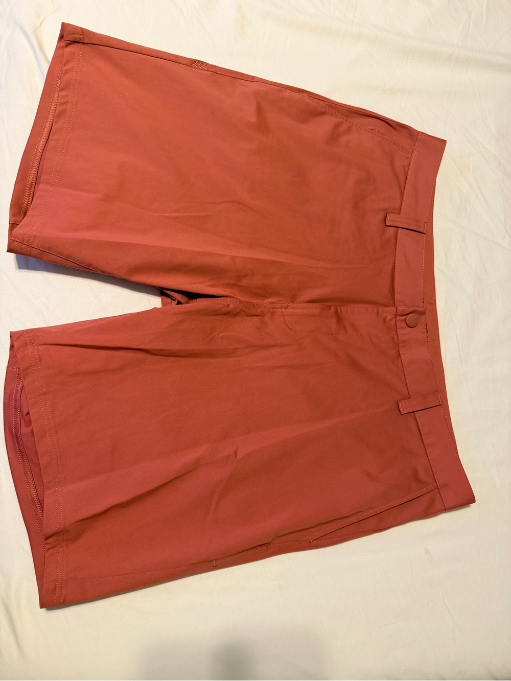 RHONE Men's Flat-Front Performance Shorts - Rust/Brick Size 38